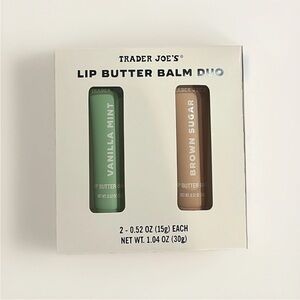 Trader Joe’s lip, butter balm, duo. New in package, brown sugar and vanilla